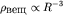 $\rho_\textrm{\normalsize }\propto R^{-3}$